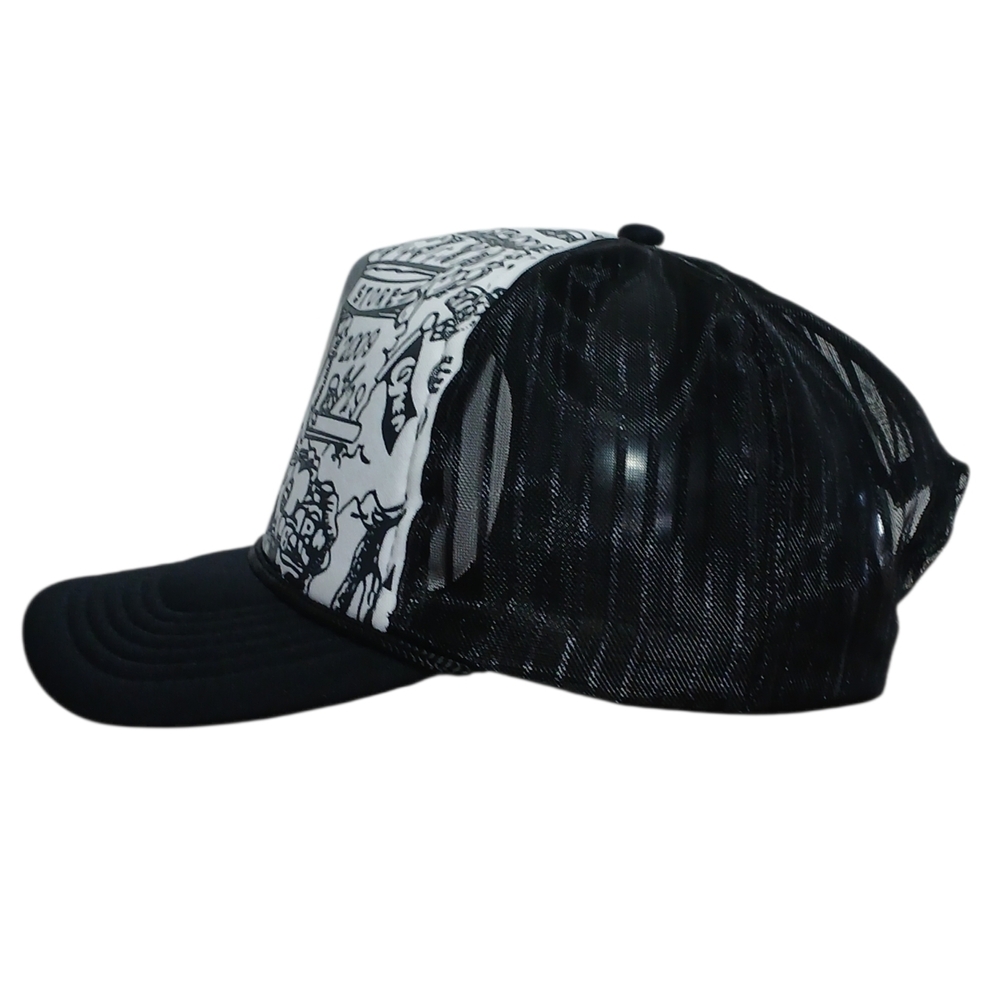 Baby ape character graphics snapback hat Wht/Blk - Picture 2 of 4